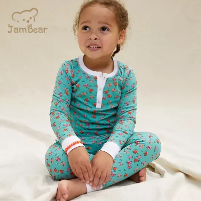 Jambear 유기농 대나무 어린이 잠옷 아동 잠옷 유아용 잠옷 세트 Baby Loungewear Custom Kids Sleeping Set